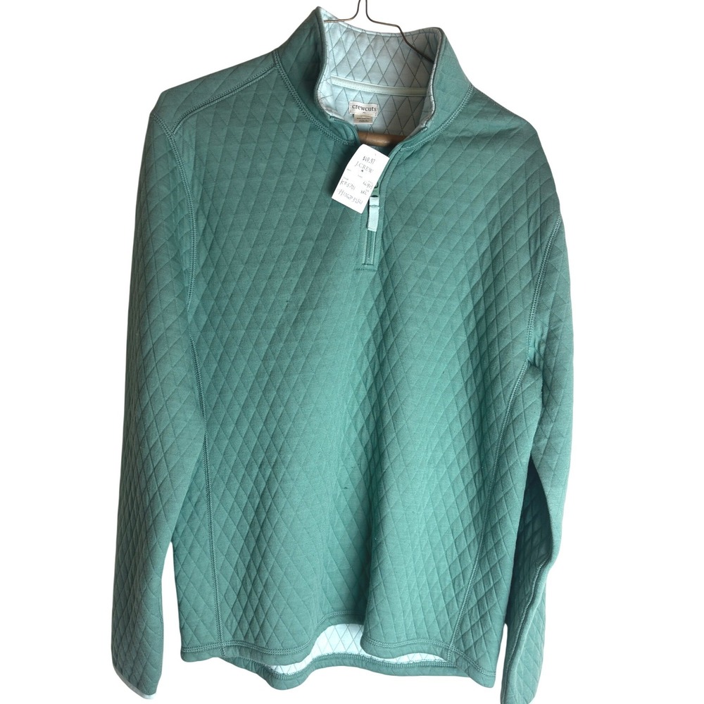 Crewcuts J.Crew Girls XXL 14-16 Quilted Quarter Zip Pullover Sage Green NWT